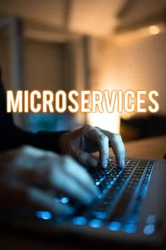 Handwriting text Microservices. Internet Concept Software development technique Stock Photos