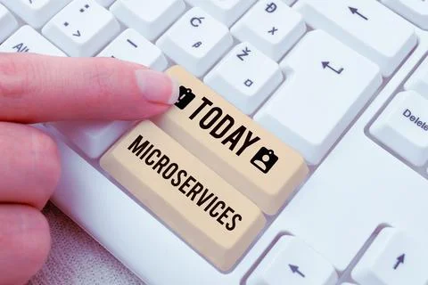 Handwriting text Microservices. Word for Software development technique Building Stock Photos