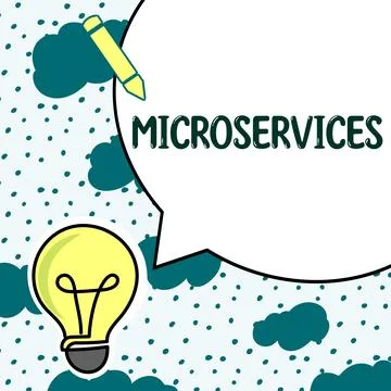 Handwriting text Microservices. Word Written on Software development technique Stock Illustration