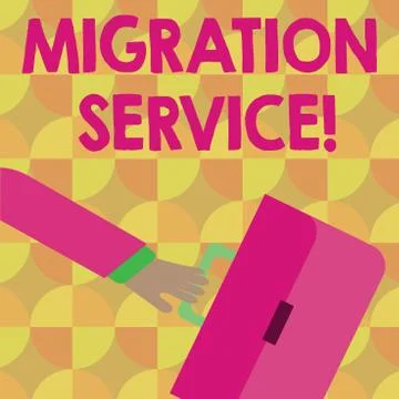Handwriting text Migration Service. Concept meaning shift different cloud ven Stock Illustration