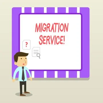 Handwriting text Migration Service. Concept meaning moving of company data to a Illustrazione stock