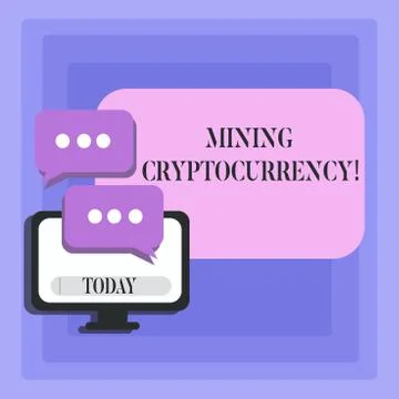 Handwriting text Mining Cryptocurrency. Concept meaning handling of transaction Illustration