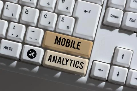 Handwriting text Mobile Analytics. Concept meaning mobile tool that allows users Stock Photos