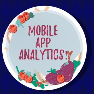Handwriting text Mobile App Analytics. Concept meaning Apps that analyse data Stock Illustration