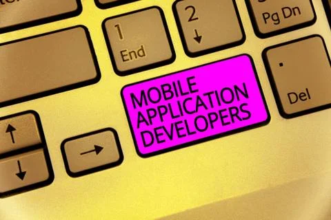 Handwriting text Mobile Application Developers. Concept meaning create softwa Stock Illustration