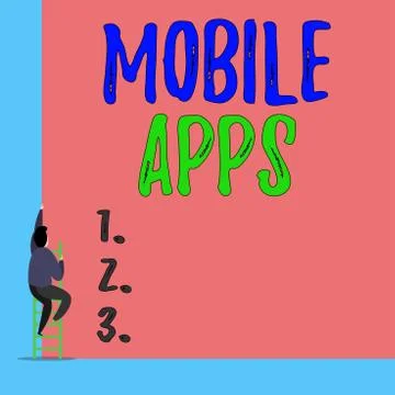 Handwriting text Mobile Apps. Concept meaning application software designed to Stock Illustration