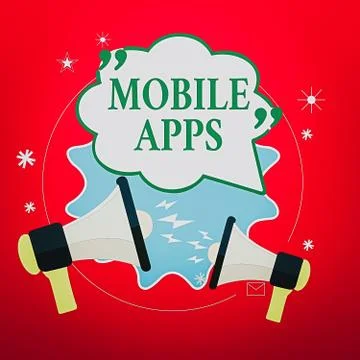 Handwriting text Mobile Apps. Concept meaning a software application designed to 库存插图