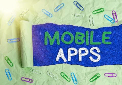 Handwriting text Mobile Apps. Concept meaning a software application designed to Foto stock
