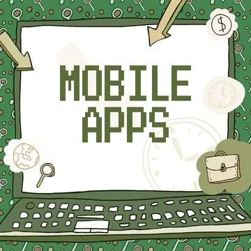 Handwriting text Mobile Apps. Conceptual photo small programs are made to work Stock Illustration