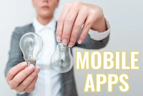Handwriting text Mobile Apps. Internet Concept a software application designed Foto stock