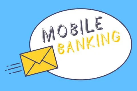 Handwriting text Mobile Banking. Concept meaning Monitoring account balances Stock Illustration