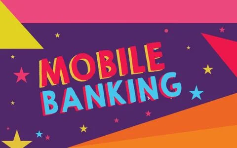 Handwriting text Mobile Banking. Concept meaning Monitoring account balances Stock Illustration