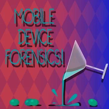 Handwriting text Mobile Device Forensics. Concept meaning Electronic data Stock Illustration
