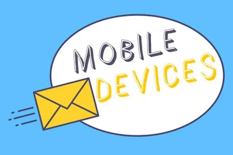 Handwriting text Mobile Devices. Concept meaning A portable computing device Stock Illustration