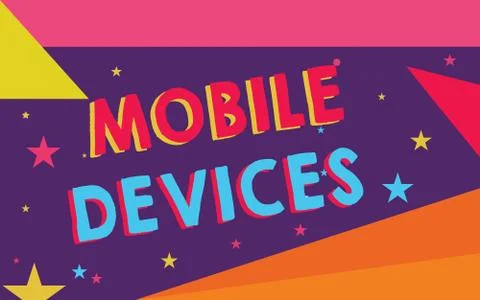 Handwriting text Mobile Devices. Concept meaning A portable computing device Stock Illustration