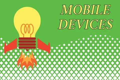 Handwriting text Mobile Devices. Concept meaning A portable computing device Stock Illustration