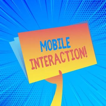 Handwriting text Mobile Interaction. Concept meaning the interaction between Illustrazione stock