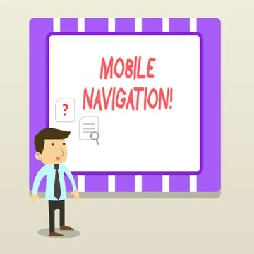 Handwriting text Mobile Navigation. Concept meaning graphical user interface Illustrazione stock