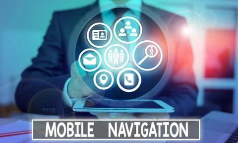 Handwriting text Mobile Navigation. Concept meaning graphical user interface Foto stock