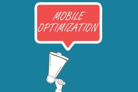 Handwriting text Mobile Optimization. Concept meaning Site Content Reformatted Stock Illustration