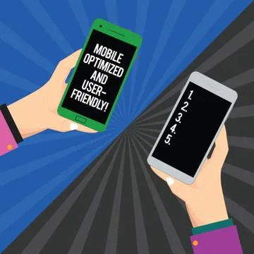 Handwriting text Mobile Optimized And User Friendly. Concept meaning Modern web 스톡 일러스트