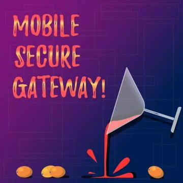 Handwriting text Mobile Secure Gateway. Concept meaning Securing devices from Stock Illustration