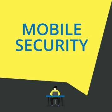 Handwriting text Mobile Security. Concept meaning Protection of mobile phone Stock Illustration
