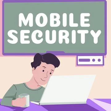 Handwriting text Mobile Security. Internet Concept efforts to secure data on Stock-Illustration
