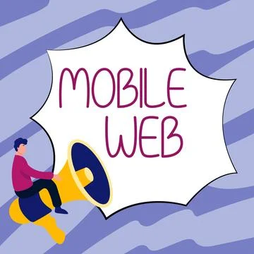 Handwriting text Mobile Web. Word for browser-based internet services accessed 스톡 일러스트