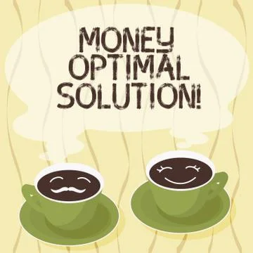 Handwriting text Money Optimal Solution. Concept meaning The best solution for a Stock Illustration