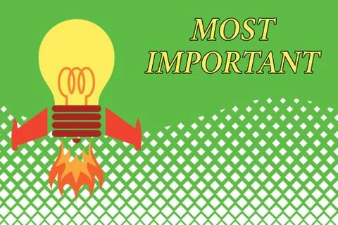 Handwriting text Most Important. Concept meaning Greatest or highest degree Stock Illustration