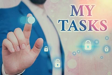 Handwriting text My Tasks. Concept meaning assigned piece of work often to be Stock Photos