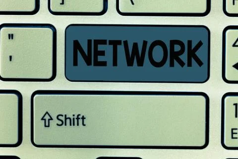 Handwriting text Network. Concept meaning Group system of interconnected showing Stock Photos