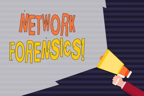 Handwriting text Network Forensics. Concept meaning monitoring and analysis of Stock Illustration