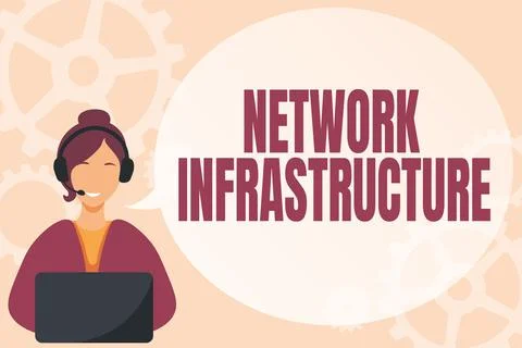 Handwriting text Network Infrastructure. Word for Hardware and Software イラスト素材