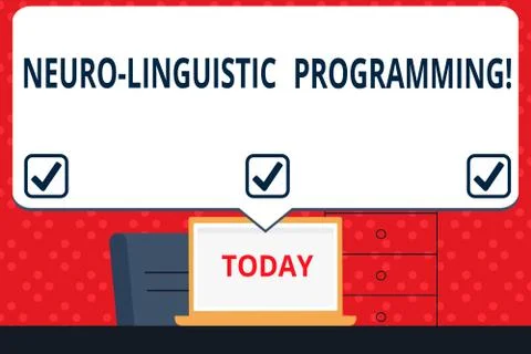 Handwriting text Neuro Linguistic Programming. Concept meaning approach commu Stock Illustration