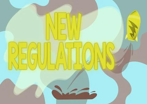 Handwriting text New Regulations question. Business concept rules made Stock Illustration