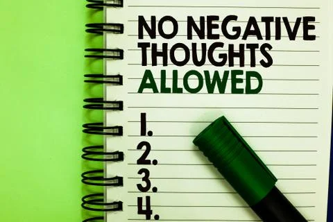 Handwriting text No Negative Thoughts Allowed. Concept meaning Always positiv Ilustración de archivo
