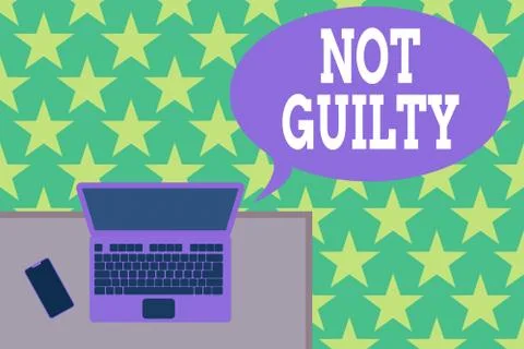 Handwriting text Not Guilty. Concept meaning someone is innocent didnt commit Stock-Illustration