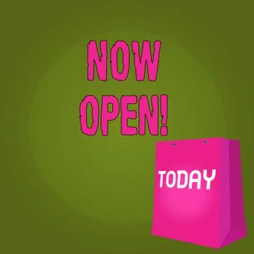 Handwriting text Now Open. Concept meaning leave door or windows not closed or Illustration