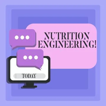 Handwriting text Nutrition Engineering. Concept meaning Focused on improving the Illustrazione stock