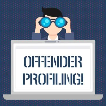 Handwriting text Offender Profiling. Concept meaning Develop profiles for Stock Illustration