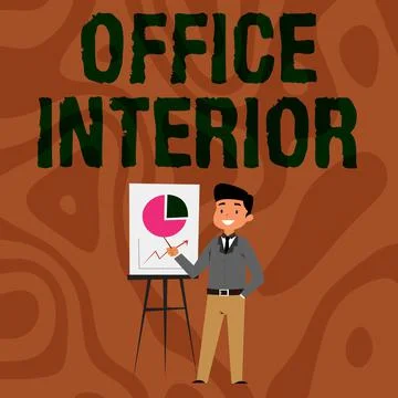 Handwriting text Office Interior. Word Written on making indoor spaces Ilustración de archivo