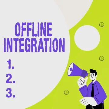 Handwriting text Offline Integration. Conceptual photo First Triad of Marketing Ilustración de archivo