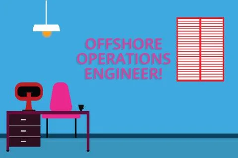 Handwriting text Offshore Operations Engineer. Concept meaning Supervising oil Stock Illustration