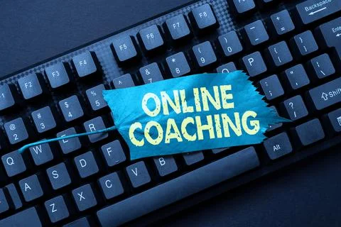 Handwriting text Online Coaching. Concept meaning Learning from online and 写真素材