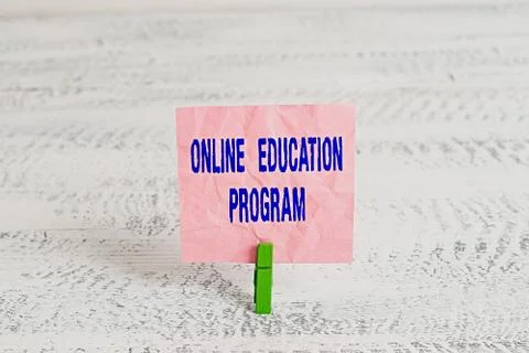 Handwriting text Online Education Program. Concept meaning Software development 스톡 사진