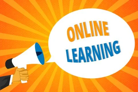Handwriting text Online Learning. Concept meaning Larning with the assistance of Illustrazione stock
