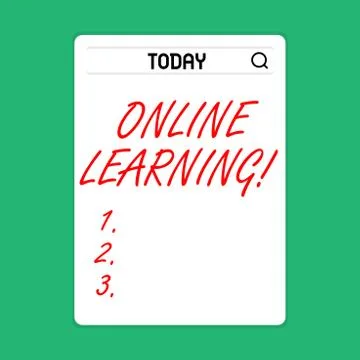Handwriting text Online Learning. Concept meaning refers to course program or Stock Illustration