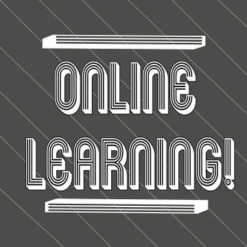 Handwriting text Online Learning. Concept meaning refers to course program or Stock Illustration